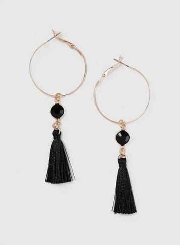 Dorothy Perkins Gold Hoops With Tassels Earrings