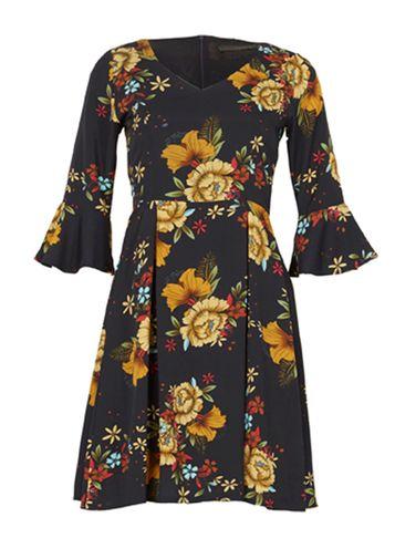 Dorothy Perkins *tenki Navy Floral Print Skater Dress