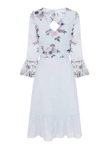 *chi Chi London Blue Floral Printed Midi Dress