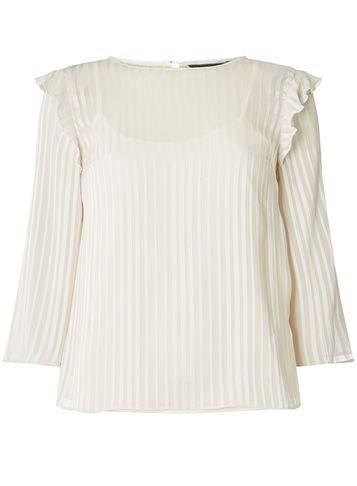 Dorothy Perkins Cream Self Striped Ruffle Top