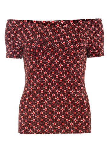 Dorothy Perkins Black And Red Geo Wrap Bardot Top