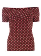 Dorothy Perkins Black And Red Geo Wrap Bardot Top