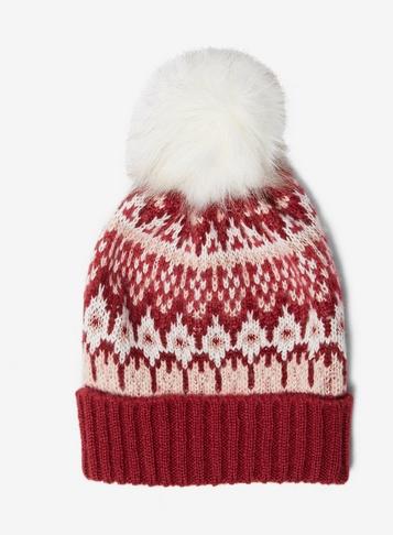 Dorothy Perkins Red Fair Isle Pom Pom Hat