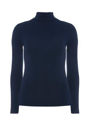 Dorothy Perkins Navy Viscose High Neck Top