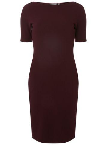 Dorothy Perkins Petite Burgundy Textured Bodycon Dress