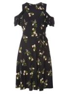 Dorothy Perkins Black Floral Fit And Flare Dress