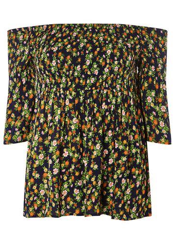 Dorothy Perkins Navy Ditsy Shirred Bardot Top