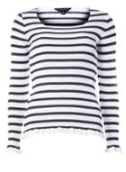 Dorothy Perkins Blue Striped Frilled Square Neck Jumper
