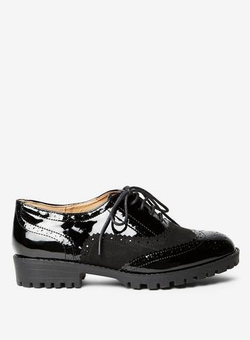 Dorothy Perkins Black Patent Lexi Brogue Shoes