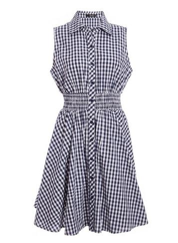 *quiz Multi Colour Gingham Button Front Skater Dress