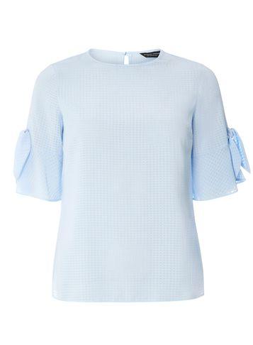 Dorothy Perkins Blue Gingham Tie Sleeve Top