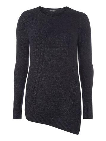Dorothy Perkins Navy Knitted Sparkle Asymmetric Jumper