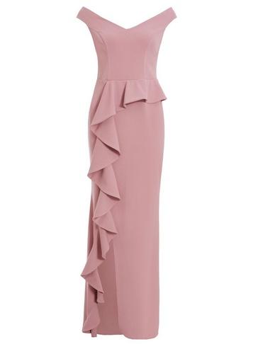 *quiz Mauve Bardot Peplum Frill Maxi Dress