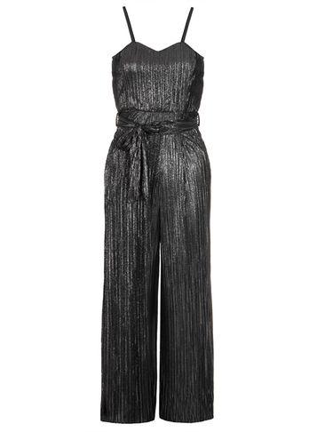 Dorothy Perkins *quiz Black Pleated Belt Culotte Jumpsuit