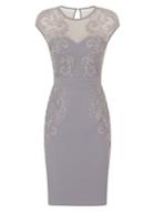 Dorothy Perkins *little Mistress Grey Lace Pencil Dress