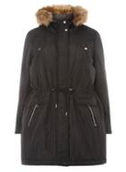 Dorothy Perkins *juna Rose Curve Black Faux Fur Hoodded Parka Coat