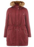 Dorothy Perkins *juna Rose Curve Red Faux Fur Hooded Parka Coat