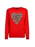 Dorothy Perkins Red Tiger Print Heart Jumper