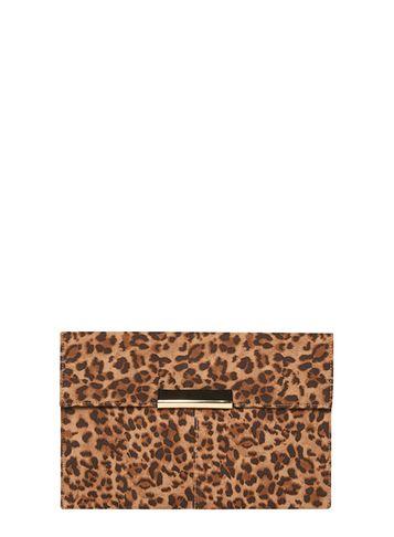 Dorothy Perkins Leopard Faux Suede Clutch Bag