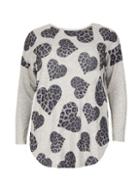 Dorothy Perkins *blue Vanilla Curve Grey Printed Knitted Top