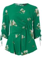 Dorothy Perkins *green Ruched Detail Top