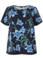 Dorothy Perkins *dp Curve Navy Floral Print Lace Hem Top