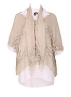 Dorothy Perkins *izabel London Beige Long Sleeve Top With Scarf