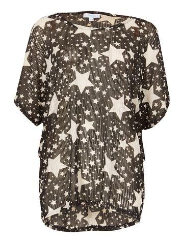 Dorothy Perkins *blue Vanilla Black Diamond Print Sprayed Top