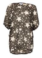 Dorothy Perkins *blue Vanilla Black Diamond Print Sprayed Top
