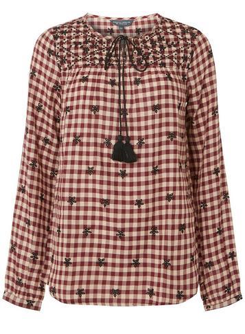 Dorothy Perkins *tall Multi-coloured Gingham Embroidered Top