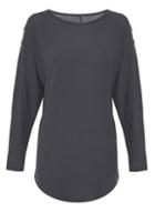 Dorothy Perkins *quiz Charcoal Grey Eyelet Knitted Top