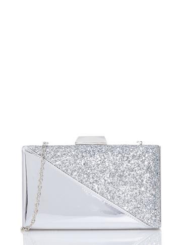 Dorothy Perkins *quiz Silver Glitter Box Bag