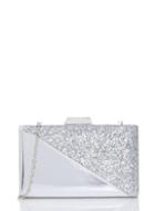 Dorothy Perkins *quiz Silver Glitter Box Bag
