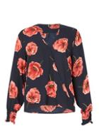 Dorothy Perkins *izabel London Navy Floral Wrap Blouse