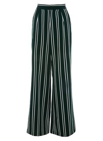 Dorothy Perkins *quiz Green And White Striped Palazzo Trousers
