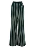 Dorothy Perkins *quiz Green And White Striped Palazzo Trousers