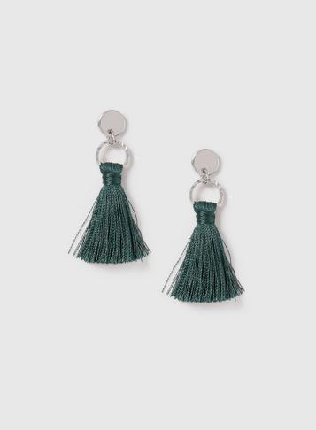 Dorothy Perkins Green Mini Tassel Earrings