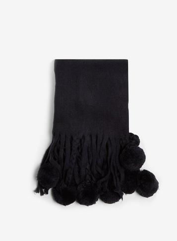 Dorothy Perkins Navy Pom Pom And Plait Detail Scarf