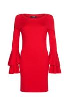 Dorothy Perkins *quiz Red Frill Sleeve Knit Dress