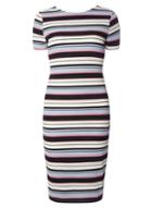 Dorothy Perkins Multi Coloured Stripe V-back Bodycon Dress