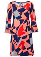 *izabel London Coral Geometric Print Shift Dress