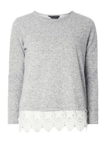 Dorothy Perkins Grey Lace Hem Jersey Knitted Top