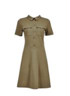 Dorothy Perkins Khaki Utilty Horn Button Fit And Flare