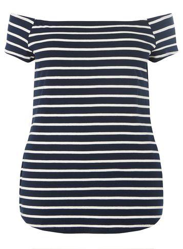 Dorothy Perkins Dp Curve Multi Coloured Striped Jersey Bardot Top
