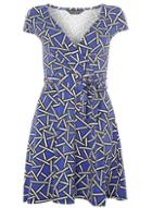 Dorothy Perkins Blue Shattered Geo Print Wrap Dress