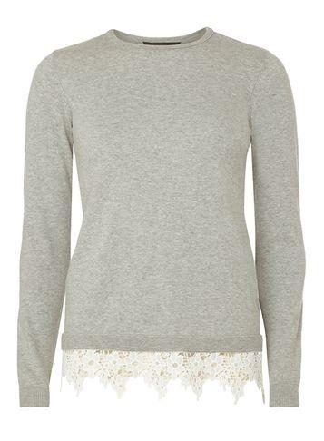 Dorothy Perkins Grey Lace Hem Jumper