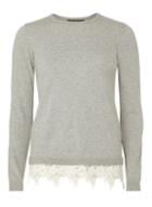 Dorothy Perkins Grey Lace Hem Jumper