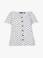 Dorothy Perkins *dp Curve Ivory Spot Print Linen Flutter Sleeve Top