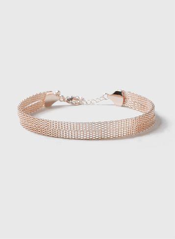 Dorothy Perkins Two Row Metal Mesh Choker Necklace
