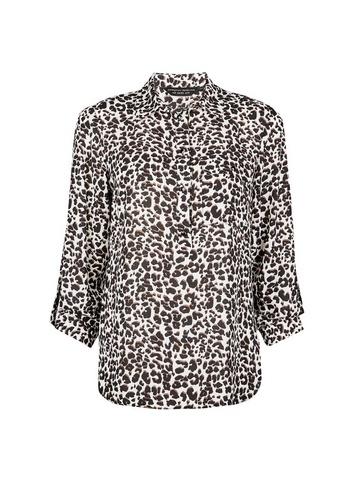 Dorothy Perkins Brown Leopard Print Roll Sleeve Shirt
